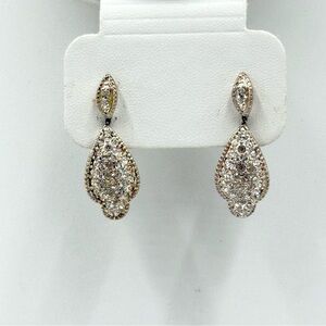 Vintage Napier Silver Tone White Gemstone Teardrop Pierced Earrings